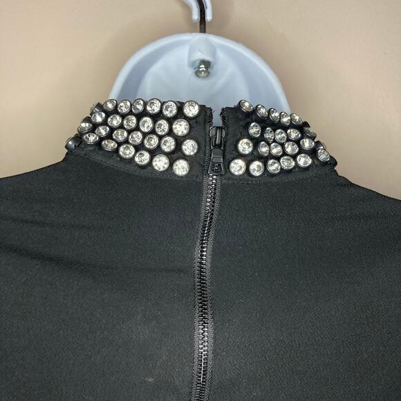 Alice + Olivia Kayson Embellished Cutout Bodysuit In Black Crystal Size Large - Picture 8 of 16